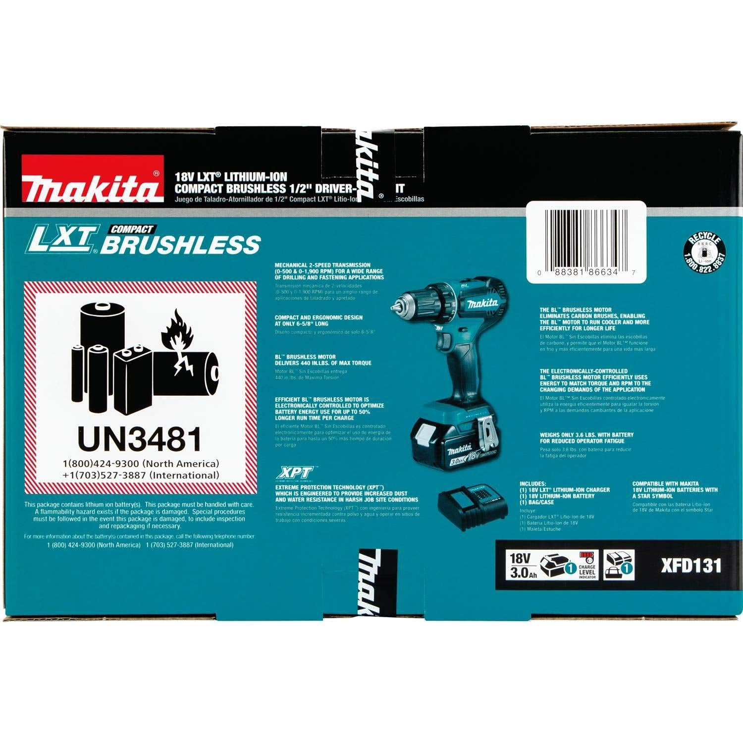 Makita XFD131 18V LXT® Lithium-Ion Brushless Cordless 1/2" Driver-Drill Kit (3.0Ah)