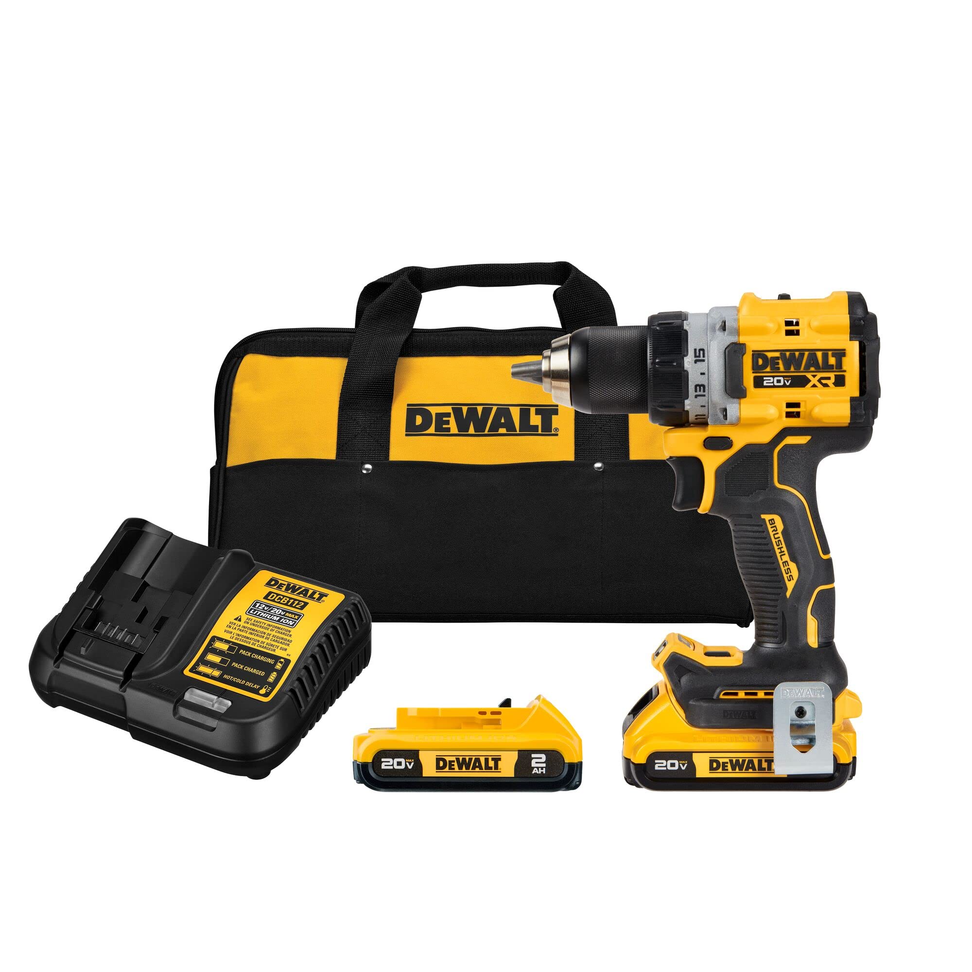 DEWALT 20V MAX XR Cordless Drill/Driver Kit, Brushless, Compact, with 2 Batteries and Charger