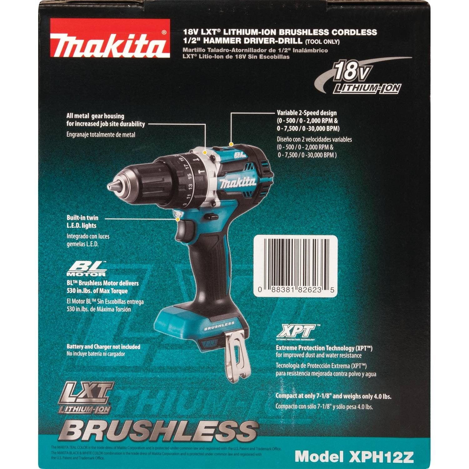 Makita XPH12Z 18V LXT Lithium-Ion Brushless Cordless 1/2" Hammer Driver-Drill,